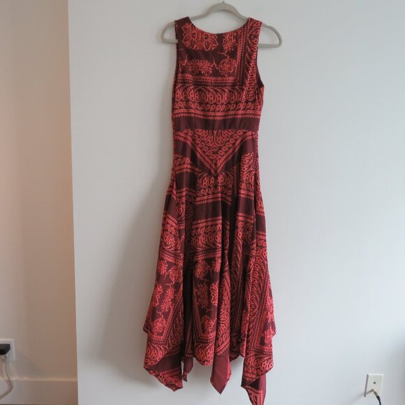 ANTHROPOLOGIE PILCRO Crimson Cotton Pilcro Burnout V-Neck Velvety Dress - Size 4 - Picture 12 of 16